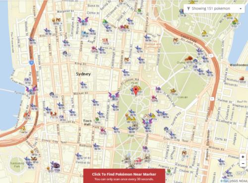  Real-time Pokémon Go map for Sydney